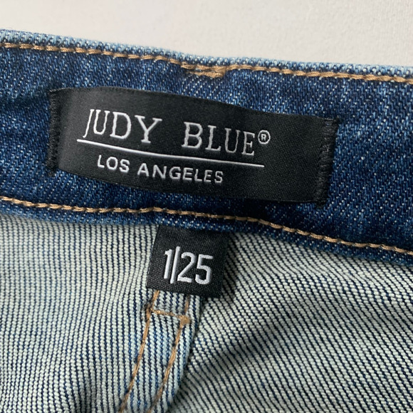 Judy Blue Women Jeans 25 Blue Denim Boyfriend Fit Dark Wash Distressed Adult - Picture 5 of 13